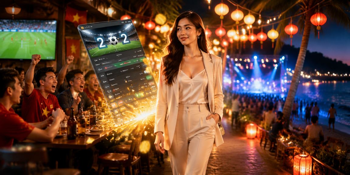 Chợ đêm Phú Quốc với người dùng theo dõi kết quả xổ số và cá cược trên điện thoại